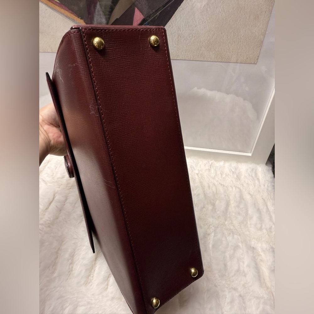 CARTIER Bordeaux Leather Top Handle Handbag-SKU1 - Picture 7 of 11